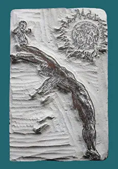 Babe: The Babe of Fire, original woodblock, by Frederick Carter, W