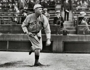 Pitching: Babe Ruth as a left-handed pitcher for the Boston