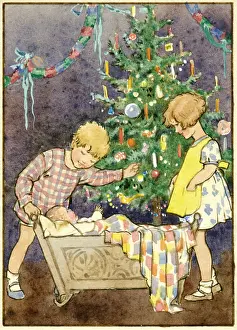 Cots: Babies first Christmas. Christmas card