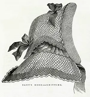 Ribbons: Babies knitted hood 1864