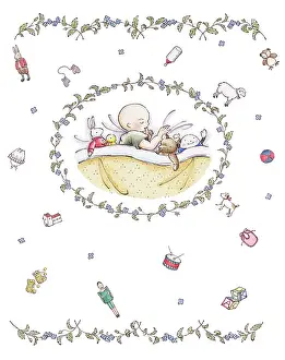 Miyuki: Baby in bed with toys