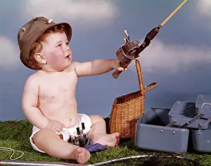 Creel: Baby With Fishing Hat And Gear