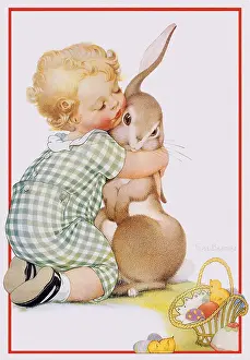 Gingham: Baby Hugging Bunny