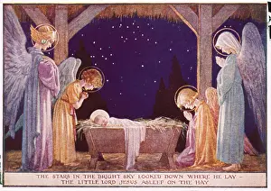 Printedcopy: The baby Jesus asleep in a manger