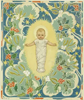 Halos: The baby Jesus wrapped in swathing bands