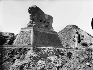 Trapezoid: Babylon, a Basalt lion, Iraq, circa 1932. ?
