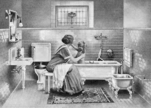 Washbasin: BABY'S BATHTIME 1912