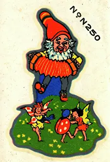 Accordion: Baby's cot transfer, Gnome playing an accordion