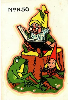 Stump: Baby's cot transfer, Gnome reading a book