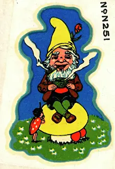 Toadstool: Baby's cot transfer, Gnome sitting on a toadstool