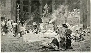 Plinth: Bacchanalian Feast, persecution of Christians under Nero