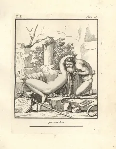 Sistrum: A bacchant surprised by a faun in a desolate mountain spot