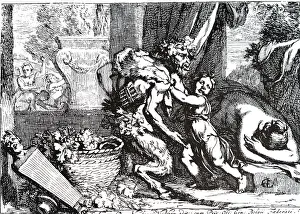Tutor: Bacchante with Silenus; etching by Gerard de Lairesse
