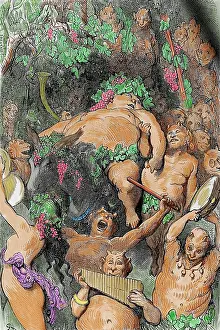Demon: Bacchus. Engraving by G. Dore. Colored
