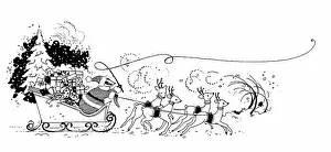 Toboggan: Badger Father Christmas in sleigh with presents