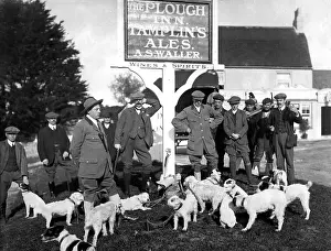 Waller: Badger hunters outside Plough Inn, Pyecombe, Sussex