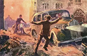 Badly: Badly hurt man here after WWII air raid