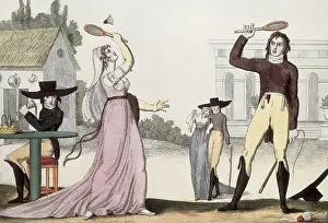 Martinet: Badminton match. Illustration by Pierre Martinet
