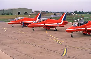Hawks: BAe Systems Hawks line up before display XX266