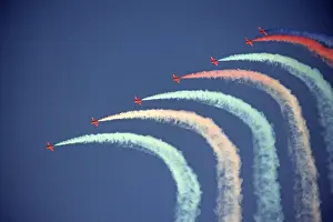 Scampton: BAe Systems Hawks RAF Red Arrows break Scampton 1989