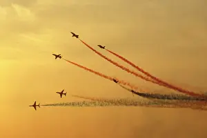 Scampton: BAe Systems Hawks RAF Red Arrows break Scampton 1989