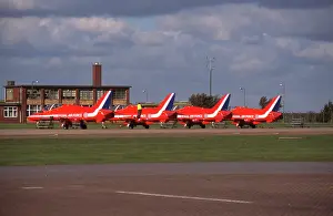 Scampton: BAe Systems Hawks RAF Red Arrows line up Scampton 2008