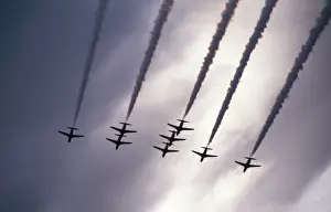 Hawks: BAe Systems Hawks RAF Red Arrows perform under dark skies