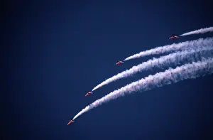 Scampton: BAe Systems Hawks RAF Red Arrows practice smoke Scampton