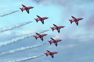Hawks: BAe Systems Hawks RAF Red Arrows with wheels down