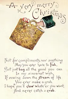 Punning: Bag with punning verse on a Christmas card