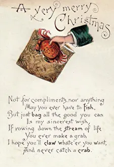 Punning: Bag with punning verse on a Christmas card