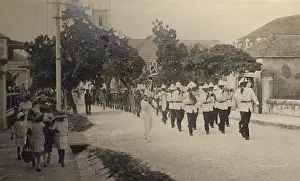 Bahamas: Bahamas scouts marching behind band
