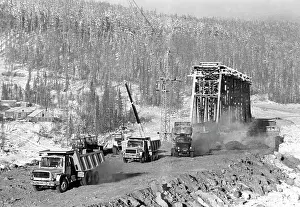 Panels: Baikal-Amur Mainline construction, 1975
