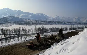 Panels: Baikal-Amur Mainline construction, 1983