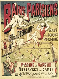 Parisiens: Bains Parisiens. Advertisment marking the time