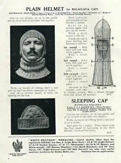 Knitters: Balaclava and sleeping cap knitting patterns, WW1