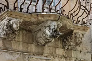 Saverio: Balcony sculpture, Palazzo la Rocca, Ragusa, Sicily, Italy