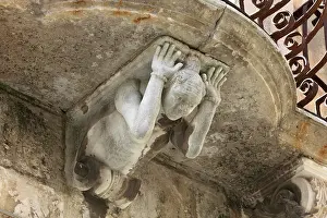Atlante: Balcony sculpture, Palazzo la Rocca, Ragusa, Sicily, Italy
