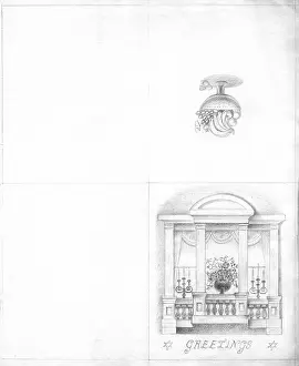 Candlesticks: Balcony with vase of flowers and candlesticks