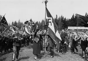 Plauen: Baldur von Schirach at a roll call of the BDM, 1933
