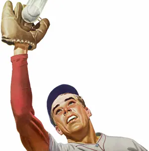 Straining: Ball Player Makes Catch
