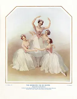 Bodice: Four ballerinas on a music sheet