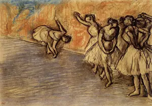 Onstage: Ballerinas Stretching, by Degas