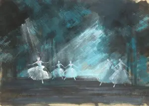 Sylphides: Five ballet dancers on the stage