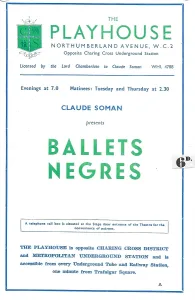Berto: Ballets Negres (programme for The Playhouse theatre)