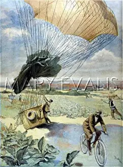 Hervieu: BALLOON & CYCLIST 1894