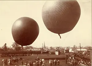 Monmouth: Two balloons alongside a railway station in Monmouth