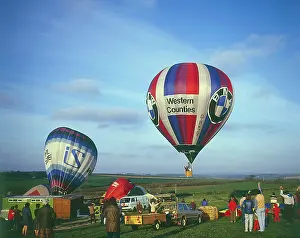 Inflating: Balloons taking off near Newquay, Cornwall
