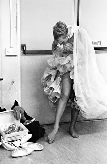 Fishnets: Ballroom dancer getting ready in dressing room