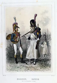 Garde: Bandsman and Saper of the Foot Grenadiers. From